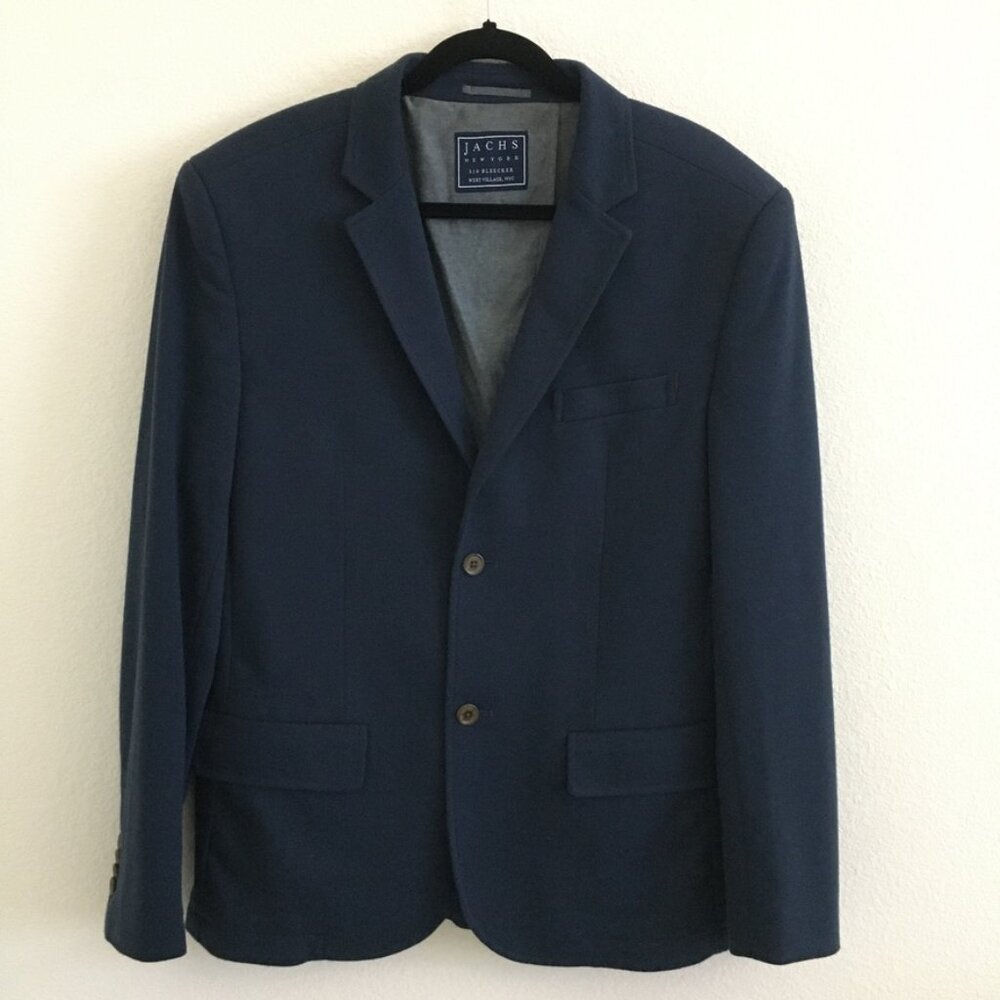 JACHS New York Sports Jacket Blazer Mens Size Medium Navy Blue Single Button